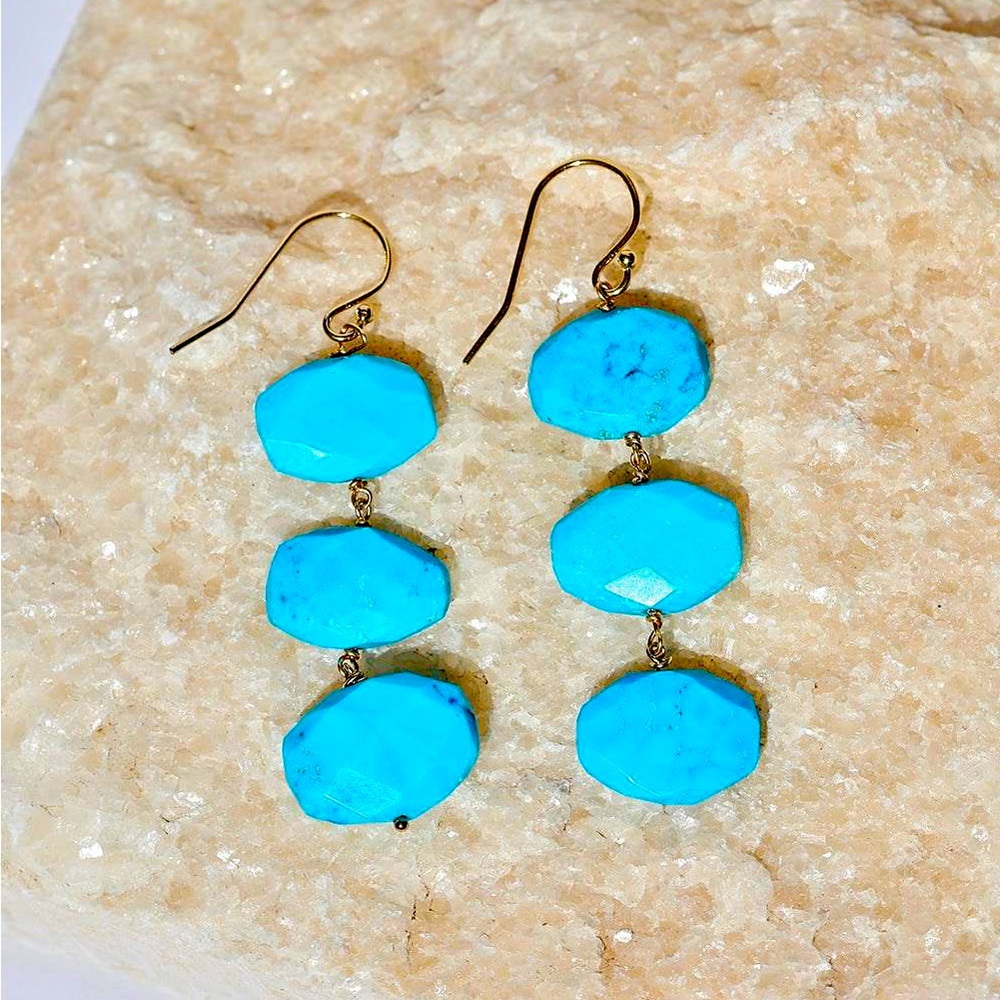 Tiered Gemstone Turquoise Earrings